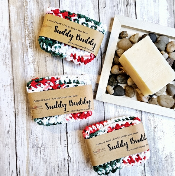 3 Suddy Buddy Soap Savers- Cotton N' Kandi, Handmade Crochet - Picture 1 of 1